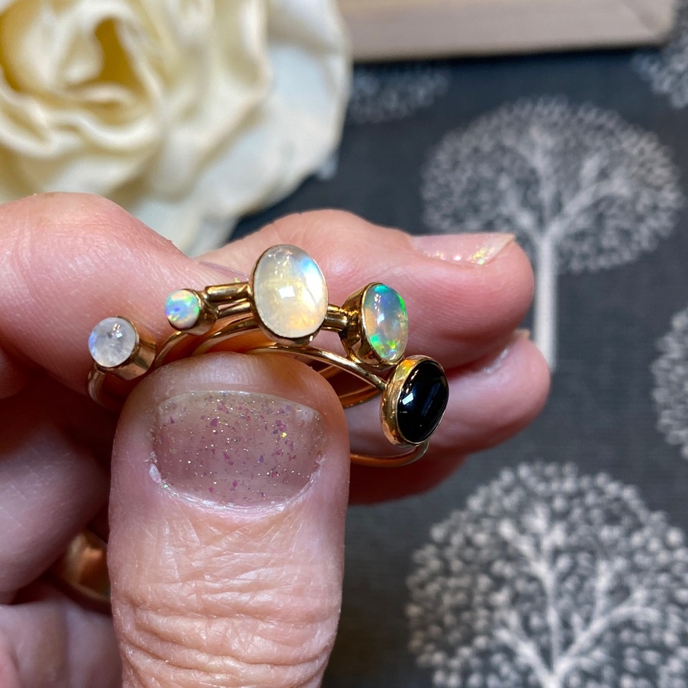 Gold Tone Ring Set of 4 with Gemstones - Picture 7 of 7